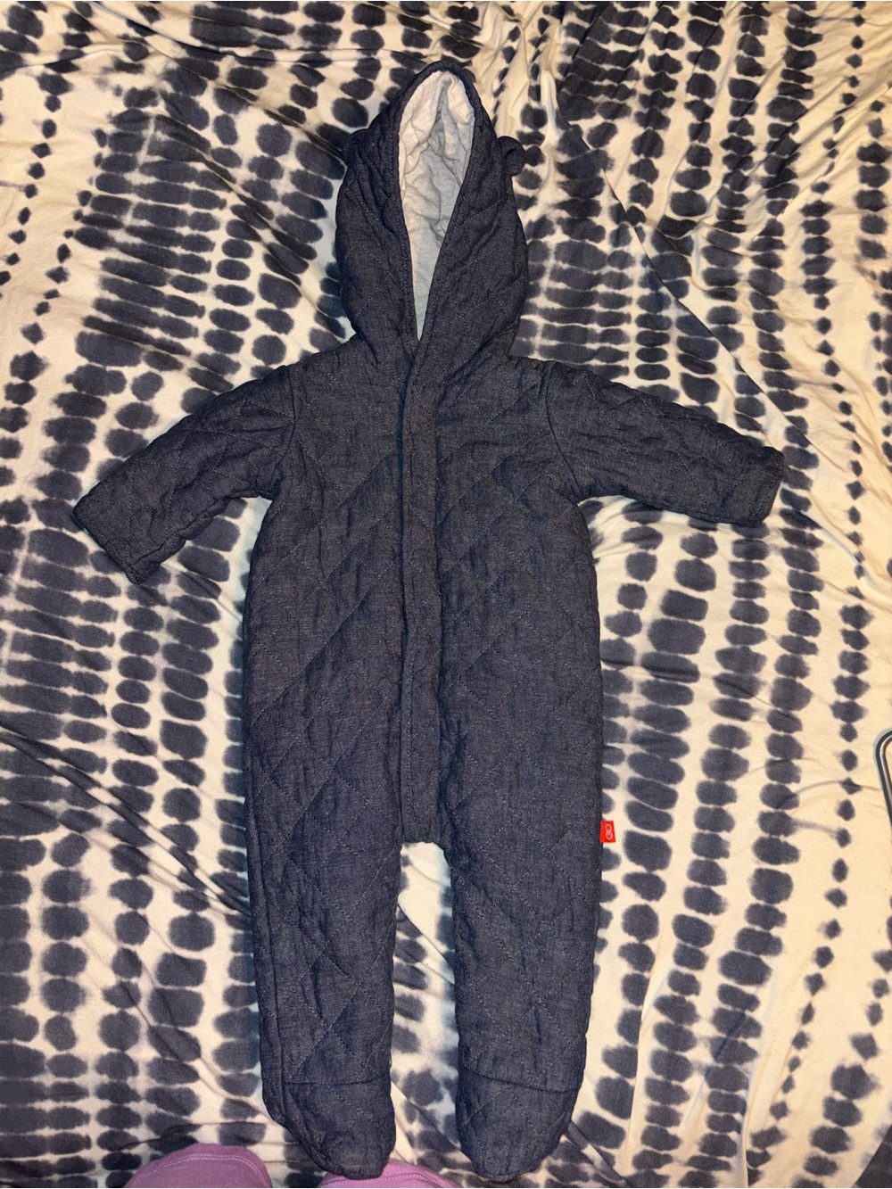 Magnetic Me Navy Quilted Hooded One-Piece Snowsuit